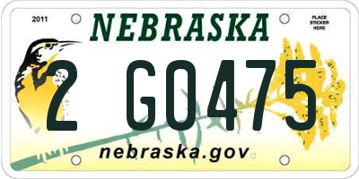 NE license plate 2G0475