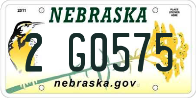 NE license plate 2G0575