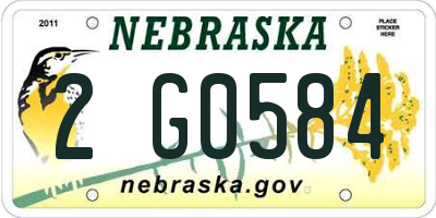 NE license plate 2G0584