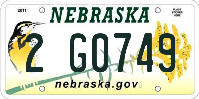 NE license plate 2G0749