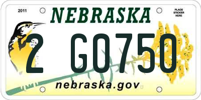 NE license plate 2G0750