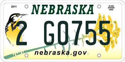 NE license plate 2G0755