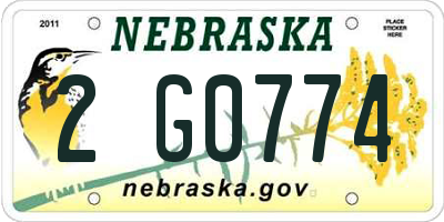 NE license plate 2G0774