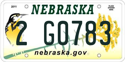 NE license plate 2G0783