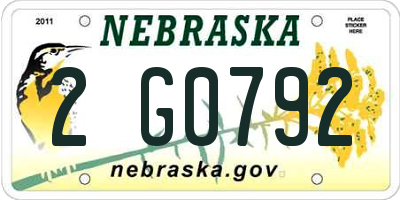 NE license plate 2G0792