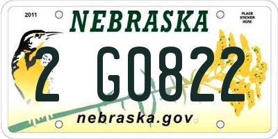 NE license plate 2G0822