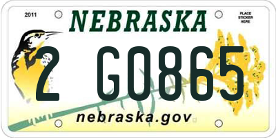 NE license plate 2G0865
