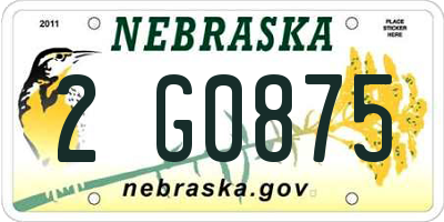 NE license plate 2G0875
