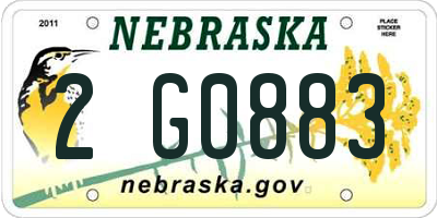 NE license plate 2G0883