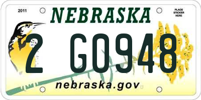 NE license plate 2G0948