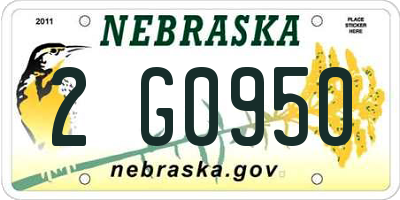NE license plate 2G0950