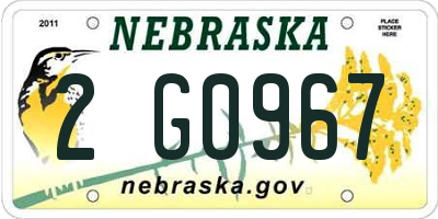 NE license plate 2G0967