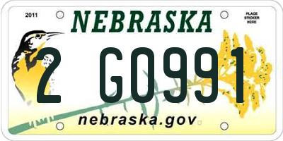 NE license plate 2G0991