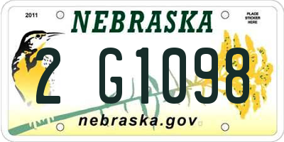 NE license plate 2G1098