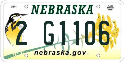NE license plate 2G1106