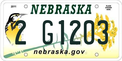 NE license plate 2G1203
