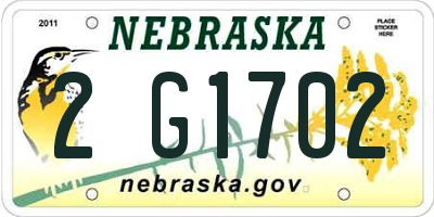 NE license plate 2G1702
