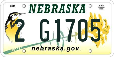 NE license plate 2G1705