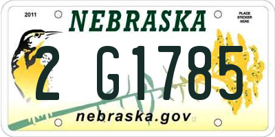 NE license plate 2G1785