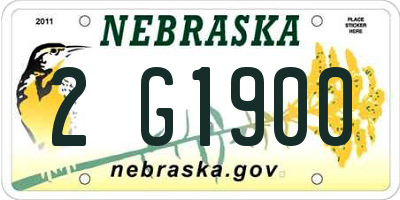 NE license plate 2G1900