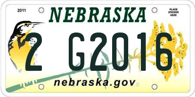 NE license plate 2G2016