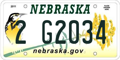 NE license plate 2G2034