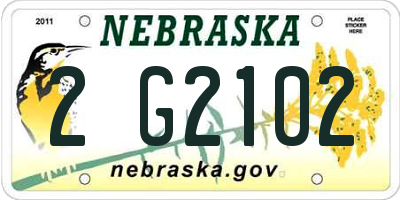 NE license plate 2G2102