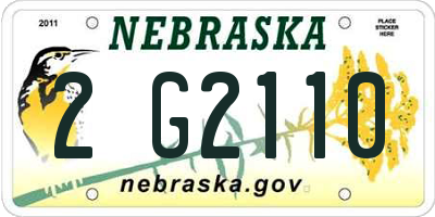 NE license plate 2G2110