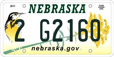 NE license plate 2G2160