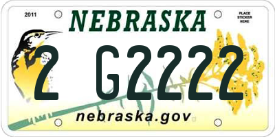 NE license plate 2G2222