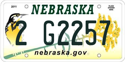 NE license plate 2G2257