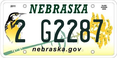 NE license plate 2G2287