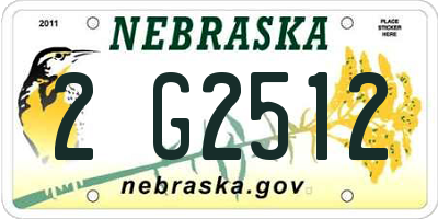 NE license plate 2G2512