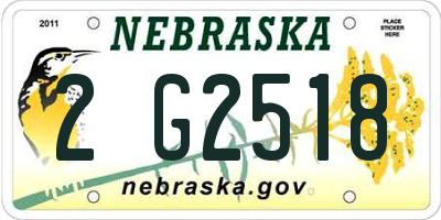 NE license plate 2G2518