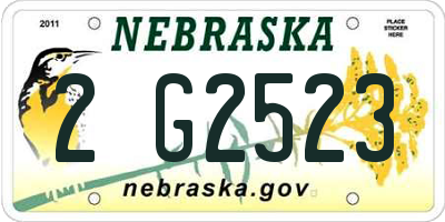 NE license plate 2G2523