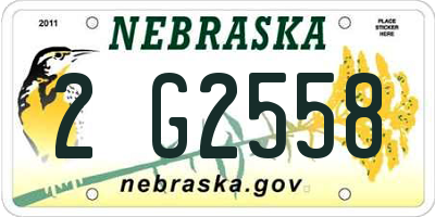 NE license plate 2G2558
