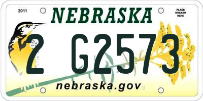 NE license plate 2G2573