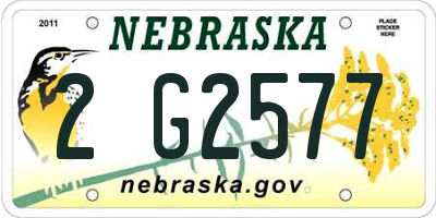 NE license plate 2G2577