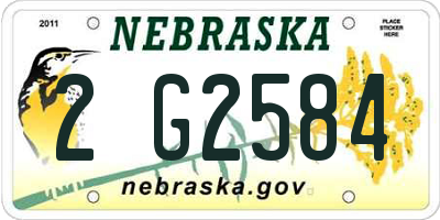NE license plate 2G2584