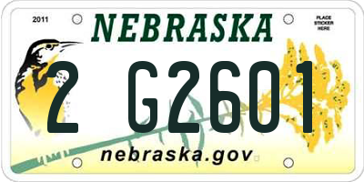 NE license plate 2G2601