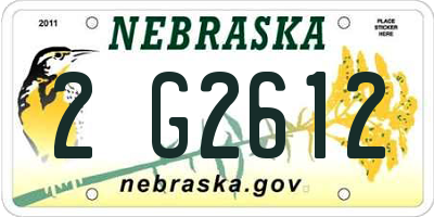 NE license plate 2G2612