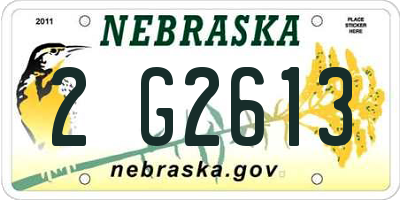 NE license plate 2G2613