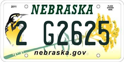 NE license plate 2G2625