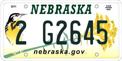 NE license plate 2G2645