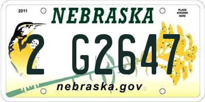 NE license plate 2G2647