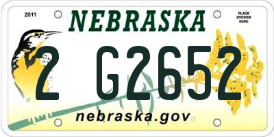 NE license plate 2G2652