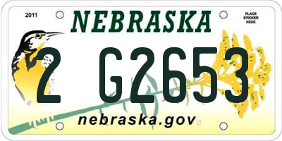 NE license plate 2G2653