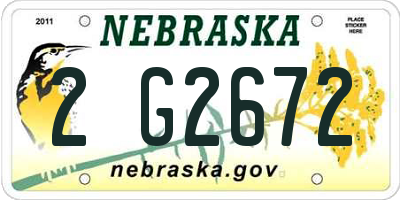 NE license plate 2G2672