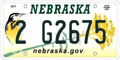 NE license plate 2G2675