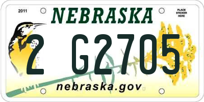 NE license plate 2G2705